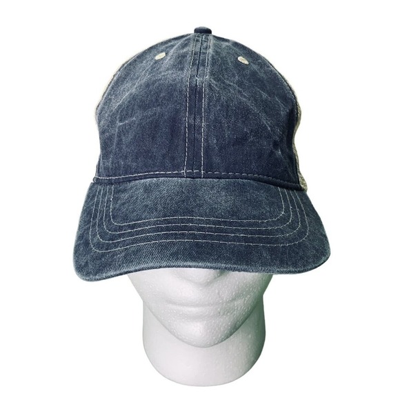 Unbranded Other - Acid Washed Mesh Twill Cap Adjustable Snapback Hat Baseball Blue Beige